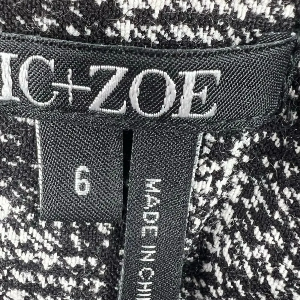 NWT NIC+ZOE Black White Abstract Pull-On Knit Pants Ankle Size 6